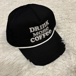 Dutch Bros "DRINK MORE COFFEE" Classic Snapback Trucker Hat Black White